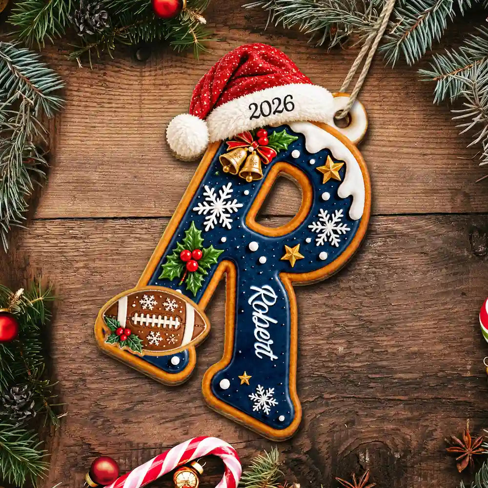 Baseball,Sentimental,Christmas,Family,Icon - Christmas Initial Letter With Sport And Interest Gift For Kids - Personalized Custom Shaped Wooden Ornament