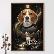 Art Design,Custom Photo,Healing,Indoor Decor,Memorial,Pet Lovers,Pet Memorial,Photo - Moon Pet  - Dog Memorial Gift For Pet Loss - Personalized Custom Photo Moonlight Night Sky Portrait Poster