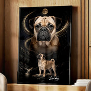 Art Design,Custom Photo,Healing,Indoor Decor,Memorial,Pet Lovers,Pet Memorial,Photo - Moon Pet  - Dog Memorial Gift For Pet Loss - Personalized Custom Photo Moonlight Night Sky Portrait Poster