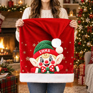 Christmas,Family,Happy,Icon - Christmas Table Decor Gift For Family - Personalized Faux Chenille Effect Santa Snowman Reindeer Chair Cover
