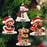 Christmas,Family,Happy,Monogram - Christmas Gift For Family - Personalized Monogram Initial Wooden Ornament