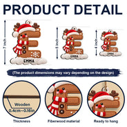 Christmas,Family,Happy,Monogram - Christmas Gift For Family - Personalized Monogram Initial Wooden Ornament