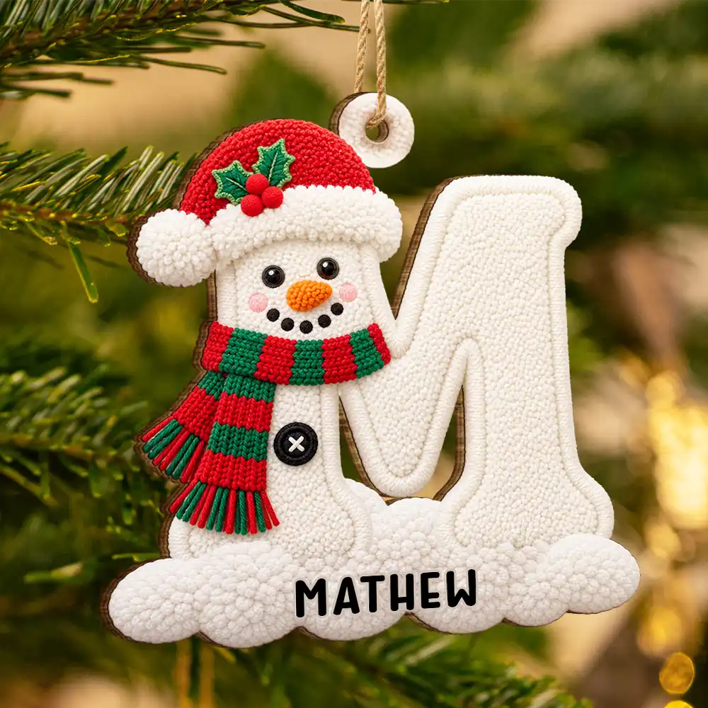 Christmas,Family,Happy,Monogram - Christmas Gift For Family - Personalized Monogram Initial Wooden Ornament