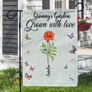 Grown With Love Garden - Birthday, Loving Gift For Mom, Mother, Grandma, Grandmother, Grandparent, Family - Personalized Custom Flag