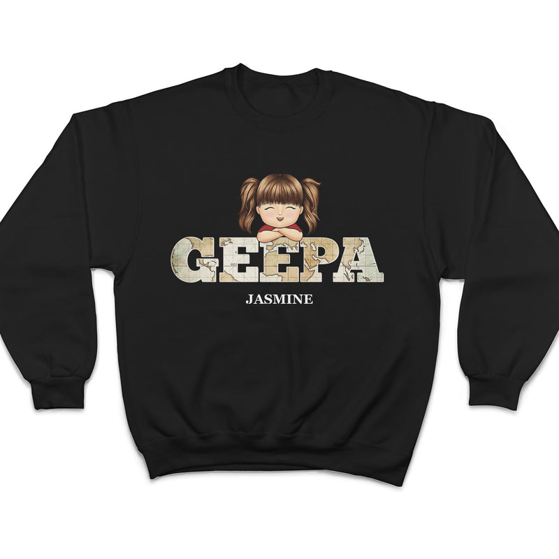 Vintage Map Papa Title - Birthday, Loving Gift For Dad, Father, Papa, Grandpa, Grandfather - Personalized Custom T Shirt