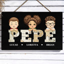 Vintage Map Papa Title - Birthday, Loving Gift For Dad, Father, Papa, Grandpa, Grandfather - Personalized Custom Wood Rectangle Sign