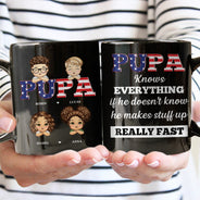 Stars And Stripes Papa Title - Birthday, Loving Gift For Dad, Father, Papa, Grandpa, Grandfather - Personalized Custom Black Mug