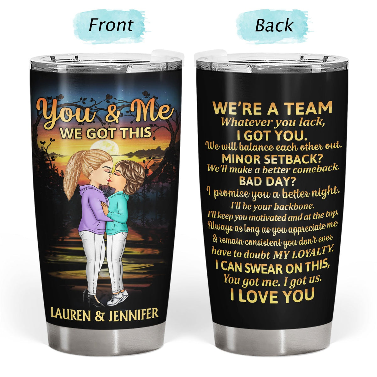 Chibi Kissing Couple Sideview I Wish I Couple Turn Back The Clock - Birthday, Loving, Anniversary Gift For Spouse, Hubby, Wifey, Boyfriend, Girlfriend - Personalized Tumbler