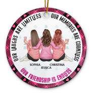 Our Memories Are Countless, Our Friendship Is Endless Pink - Christmas Gifts For Besties, Soul Sisters - Personalized Circle Ceramic Ornament