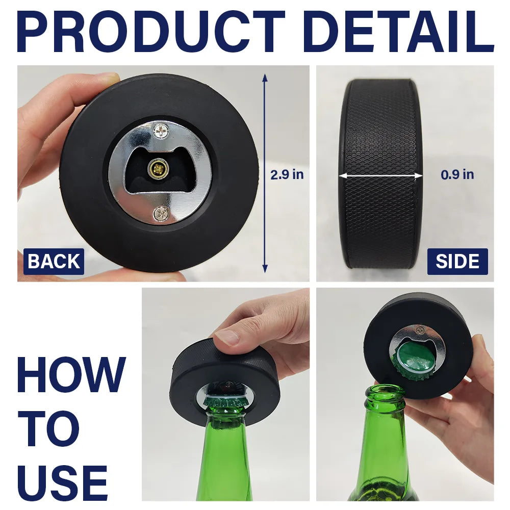 I Scored Getting You As My Dad - Personalized Hockey Puck Bottle Opener