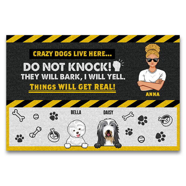Crazy Dogs Live Here - Gift For Dog Lovers - Personalized Custom Doormat