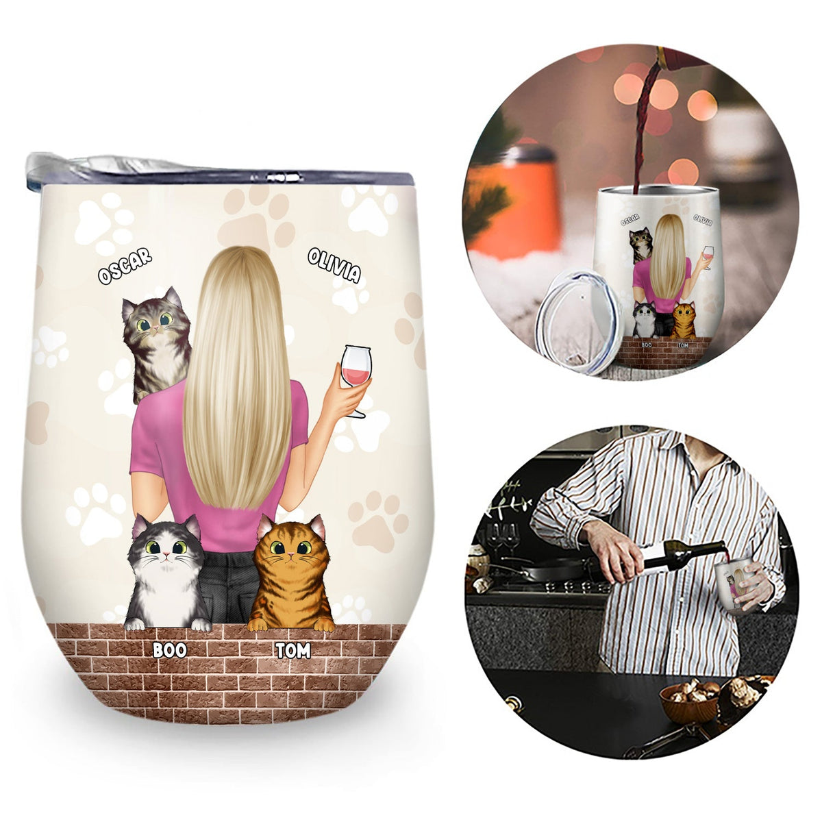 It's Not Drinking Alone - Gift For Dog And Cat Lovers - Personalized Custom Wine Tumbler