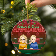 Christmas Bestie Partners In Crime - Gift For Bestie - Personalized Circle Ceramic Ornament