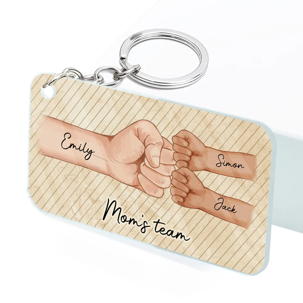 Daddy's Team Hand Punch - Personalized Acrylic Keychain