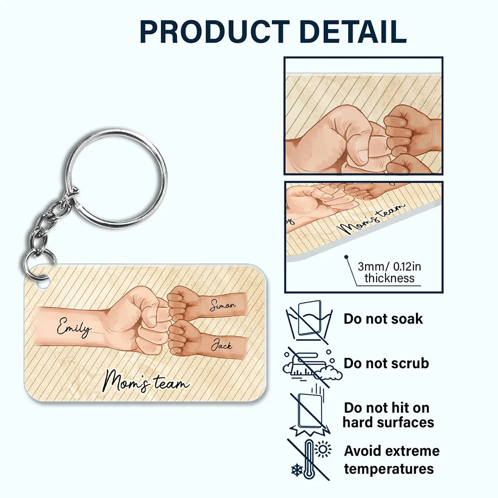 Daddy's Team Hand Punch - Personalized Acrylic Keychain