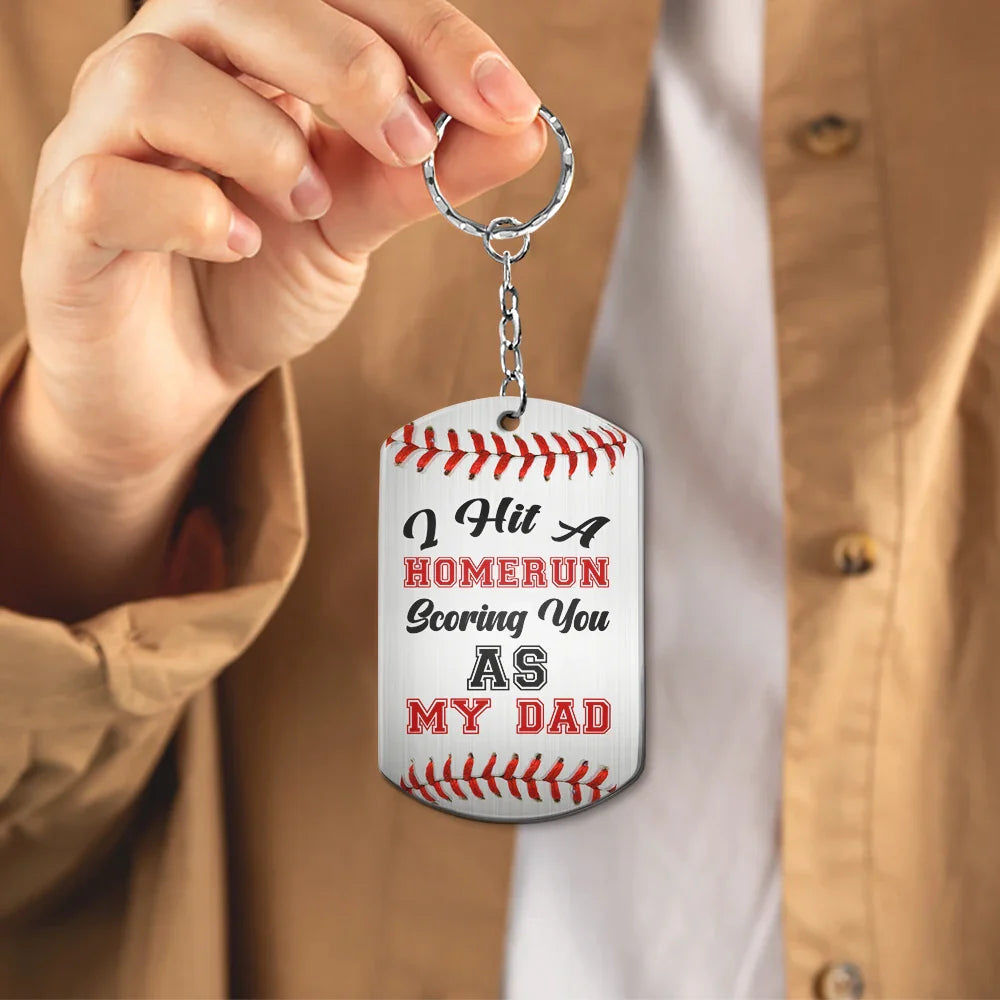 We Made A Home Run Baseball Dad - Personalized Aluminum Keychain