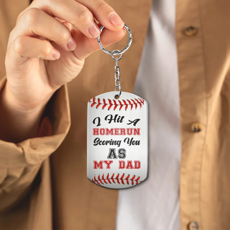 We Made A Home Run Baseball Dad - Personalized Aluminum Keychain