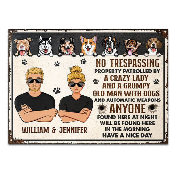 Funny Private Property Sign - Gift For Dog Lovers - Personalized Custom Classic Metal Signs