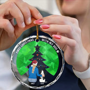 Dog A Bond That Can't Be Broken - Personalized Circle Glass Ornament