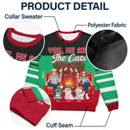 Gift For Couples, Cat Lovers, Pet Lovers, Cat Mom, Cat Dad - Fireplace You, Me And The Cat - Personalized Unisex Ugly Sweater