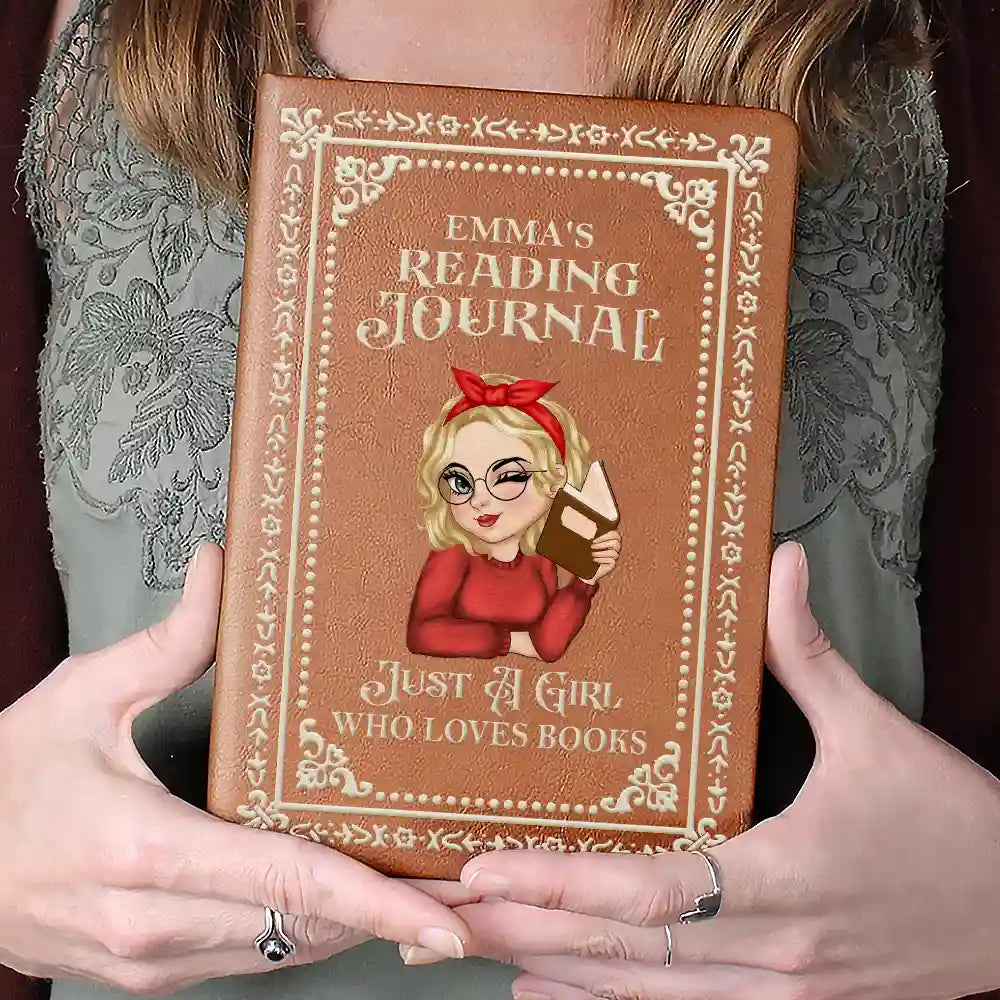 Reading, Gift For Yourself, Gift For Women - A Girl Who Loves Books Reading Journal - Personalized Leather Journal
