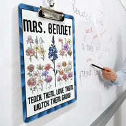 Gift For Yourself,Gift For Women,Teacher - Birth Flower Stained Glass Teacher's Garden Watch Them Grow - Personalized Acrylic Clipboard