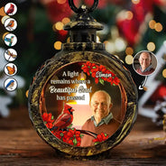 Christmas,Memorial,Custom Photo,Family,Sad - Custom Photo A Light Remains Where A Beautiful Soul Has Passed - Personalized Candlelight Lantern Ornament