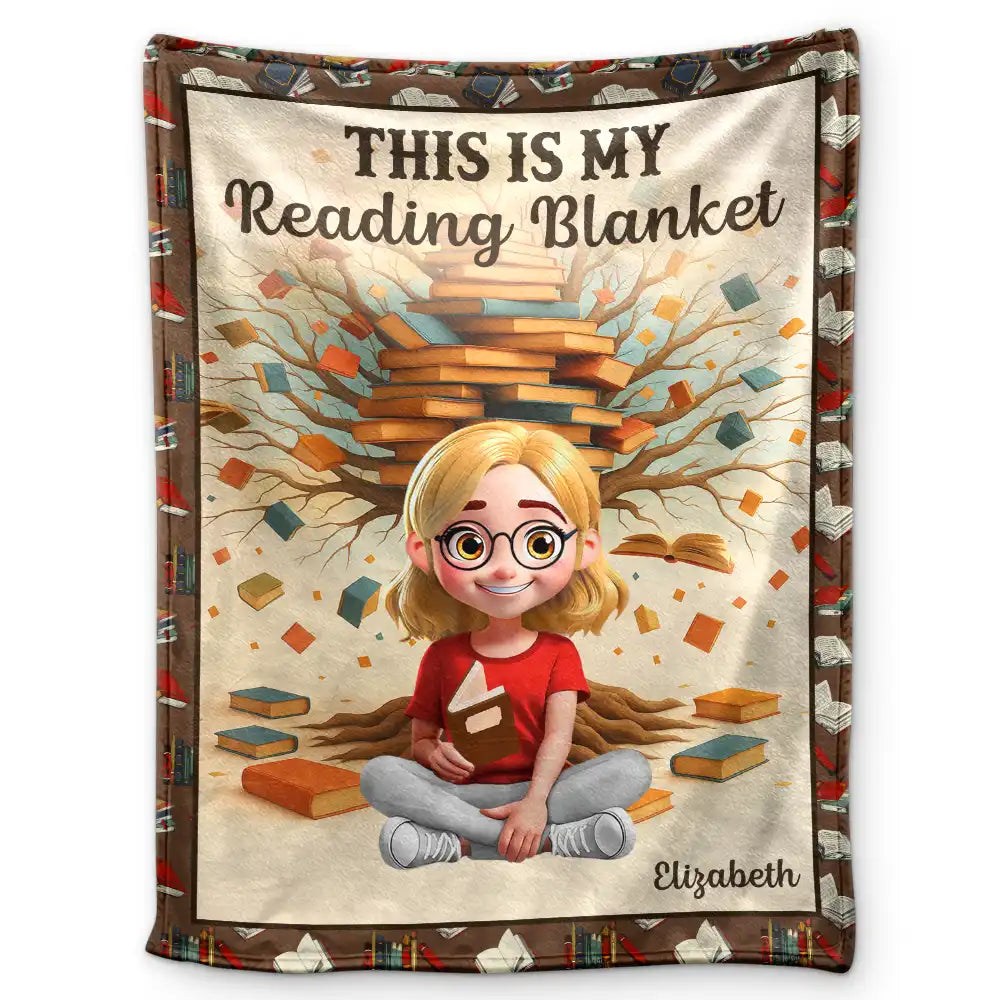 This Is My Reading Blanket 3D Effect - Personalized Fleece Blanket, Sherpa Blanket