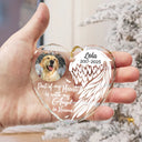 Memorial,Family,Parents,Gift For Grandparents,Sad,Christmas - Custom Photo Part Of My Heart Is With My Angel In Heaven - Personalized Heart Shaped Glass Ornament