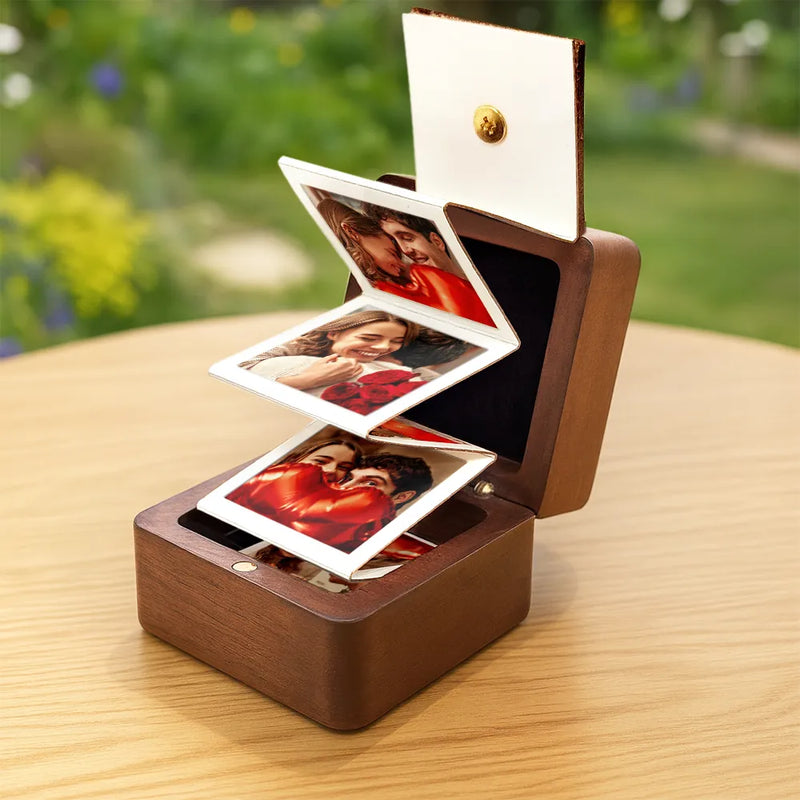 Gift For Couples,Old Couples,Gift For Husband,Gift For Boyfriend,Gift For Girlfriend,Love,Wedding,Wedding Anniversary,Anniversary - Custom Photo Calendar The Day Our Journey Began - Personalized Wooden Accordion Photo Box