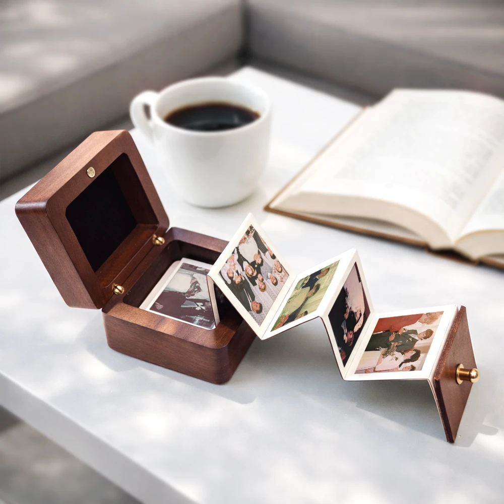 Gift For Couples,Old Couples,Gift For Husband,Gift For Boyfriend,Gift For Girlfriend,Love,Wedding,Wedding Anniversary,Anniversary - Custom Photo Calendar The Day Our Journey Began - Personalized Wooden Accordion Photo Box