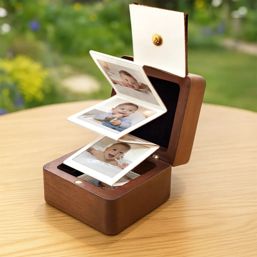 Gift For Women,Gift For Mother,Gift For Father,Parents,Gift For Grandparents,Gift For Grandma,Gift For Grandpa,New Dad,New baby,New Mom,Love - Custom Photo Calendar The Day You Became My Mommy Daddy - Personalized Wooden Accordion Photo Box