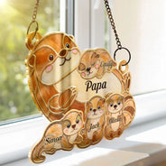 Gift For Grandma,Gift For Mother,Gift For Father,Icon,Adorable - Otter Pups Stained Glass Effect Mom Grandma - Personalized Window Hanging Suncatcher Ornament