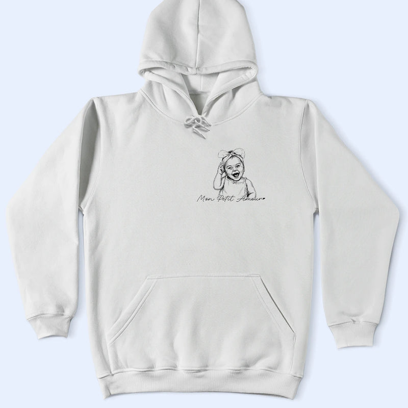 Gift For Father,Custom Photo,Art Design,French,Non-Eng,Sentimental,Photo - Pencil Sketch - Remove BG - Photo Personnalisée Croquis Au Crayon Photo Personnalisée Croquis Au Crayon Meilleur Papa Du Monde Portrait De Famille - T-Shirt Personnalisé
