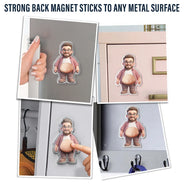 Custom Photo,Art Design,Family,Humorous,Photo - Belly FreeStyle Pose Cartoon Figure - Custom Photo Cartoon Belly Character Family Members - Personalized Squishy Acrylic Fridge Magnet
