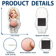 Custom Photo,Art Design,Family,Humorous,Photo - Belly FreeStyle Pose Cartoon Figure - Custom Photo Cartoon Belly Character Family Members - Personalized Squishy Acrylic Fridge Magnet