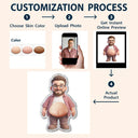 Custom Photo,Art Design,Family,Humorous,Photo - Belly FreeStyle Pose Cartoon Figure - Custom Photo Cartoon Belly Character Family Members - Personalized Squishy Acrylic Fridge Magnet