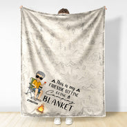 Fireside Sitting Going Camping - Gift For Yourself, Gift For Women, Gift For Men - Personalized Fleece Blanket