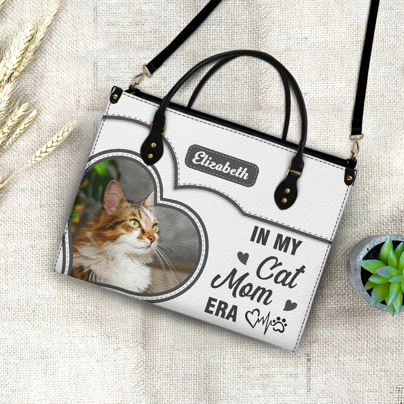 Custom Photo In My Dog Cat Mom Era - Gift For Dog Mom, Cat Mom - Personalized Leather Bag