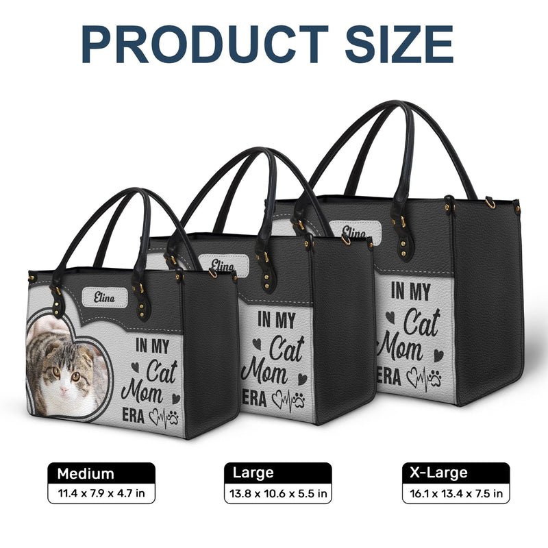 Custom Photo In My Dog Cat Mom Era - Gift For Dog Mom, Cat Mom - Personalized Leather Bag