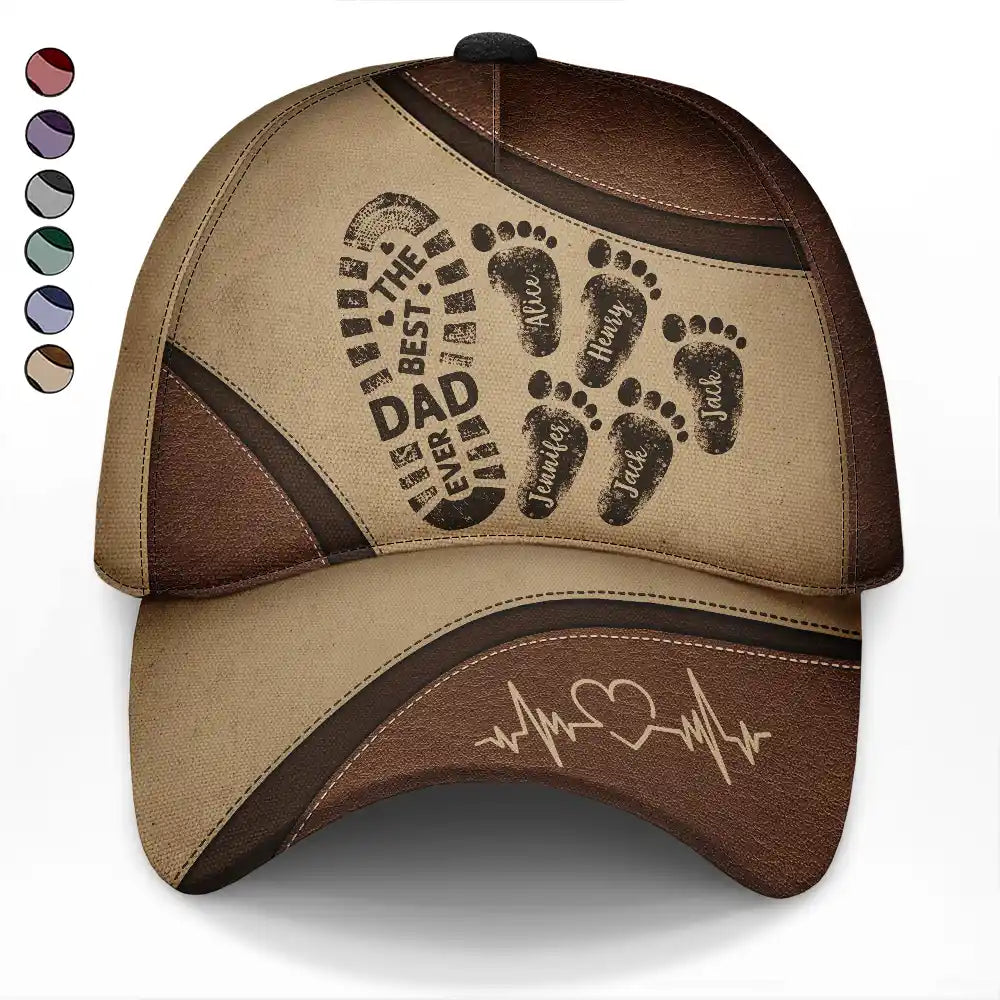 The Best Dad Grandpa Ever Footprints - Personalized Classic Cap