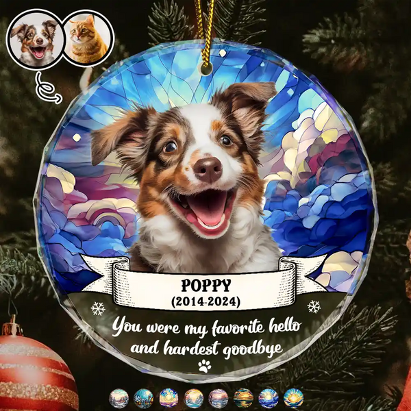 Custom Photo You Were My Favorite Hello And Hardest Goodbye - Personalized Circle Glass Ornament
