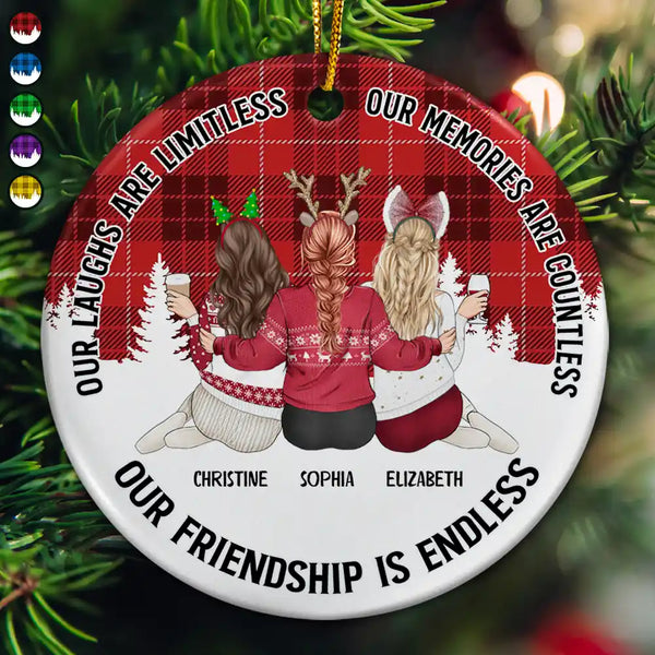 Our Friendship Is Endless - Personalized Circle Ceramic Ornament