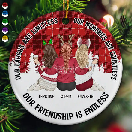 Our Friendship Is Endless - Personalized Circle Ceramic Ornament