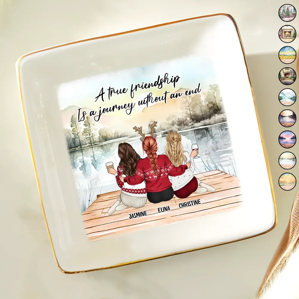A True Friendship Is A Journey Without An End - Personalized Ring Dish