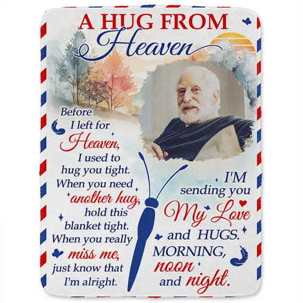 Custom Photo A Hug From Heaven - Personalized Fleece Blanket, Sherpa Blanket