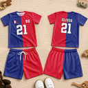 Gift For Kids, Summer, Football (Soccer), Proud, Summer Soccer Games, Icon, Custom Text - Half And Half Flag Summer Soccer Games - Personalized Kids Clothing Set