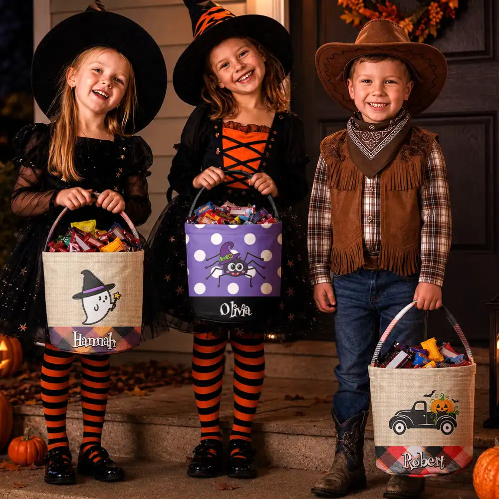 Adorable,Halloween,Gift For Kids,Icon - Halloween Boo Crew - Personalized Trick Or Treat Bag