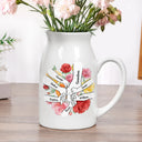 Gift For Mother,Gift For Grandma,Gift For Women,Love - Hand In Hand Birth Flower Grandma Mom - Personalized Ceramic Flower Vase