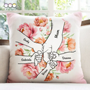 Gift For Grandma, Gift For Mother, Love, Happy - Hand In Hand Birth Flower Grandma Mom - Personalized Pillow